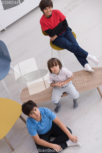 Image of boys in a new modern home