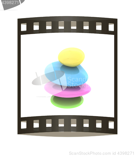 Image of Spa stones. 3D illustration. The film strip.