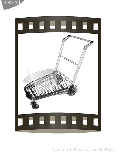 Image of Trolley for luggage at the airport. 3D illustration.. The film s