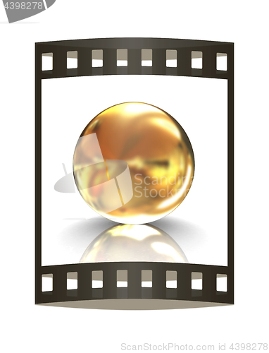 Image of Gold Ball. 3d rendering. The film strip.