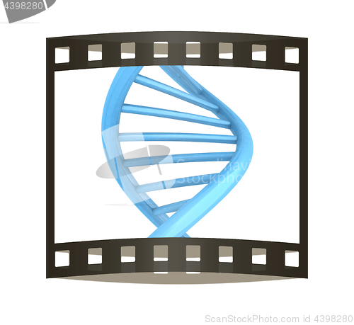 Image of DNA structure model on white. 3D illustration. The film strip.