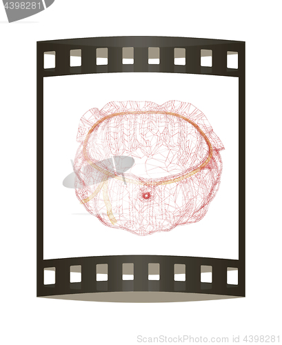 Image of Bag on a white background. 3D illustration. The film strip.