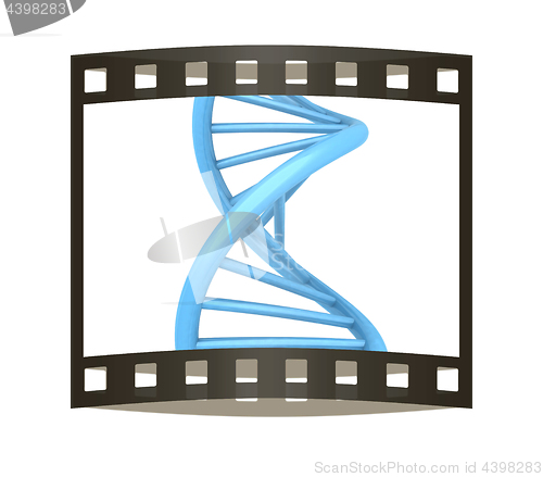 Image of DNA structure model on white. 3D illustration. The film strip.