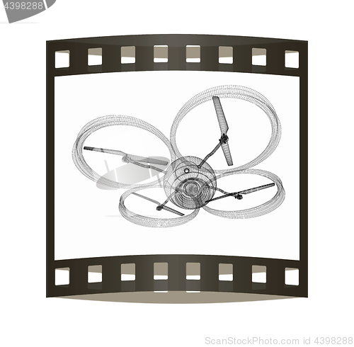 Image of Quadcopter Dron. 3d render. The film strip.