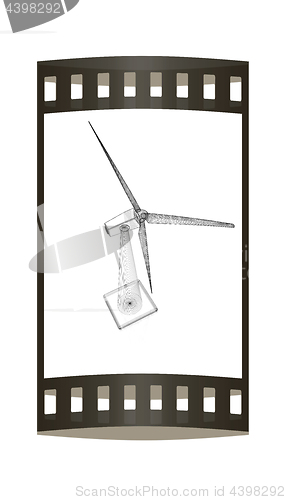 Image of Wind generator turbines icon. 3d illustration. The film strip.