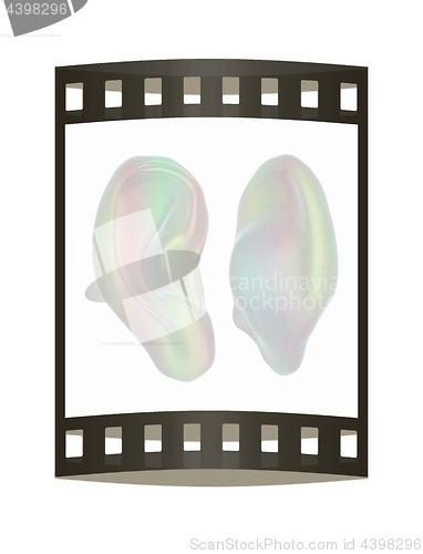 Image of Ear model. 3d illustration. The film strip.