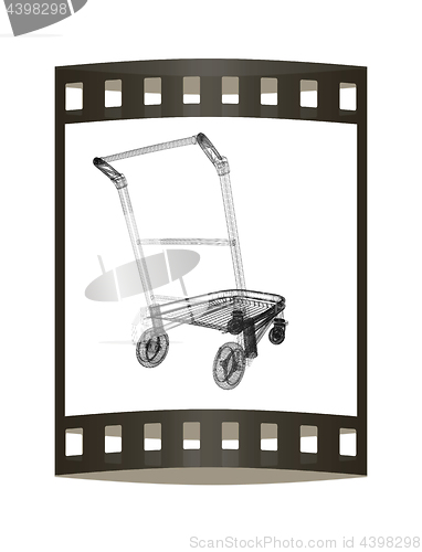 Image of Trolley for luggage at the airport. 3D illustration.. The film s