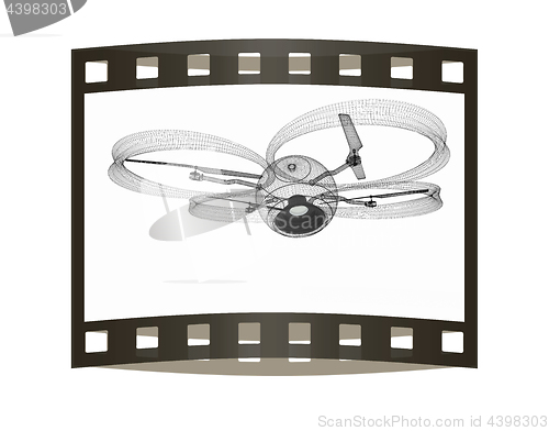 Image of Quadcopter Dron. 3d render. The film strip.