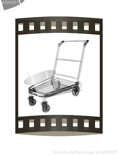Image of Trolley for luggage at the airport. 3D illustration.. The film s