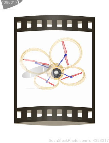 Image of Quadcopter Dron. 3d render. The film strip.