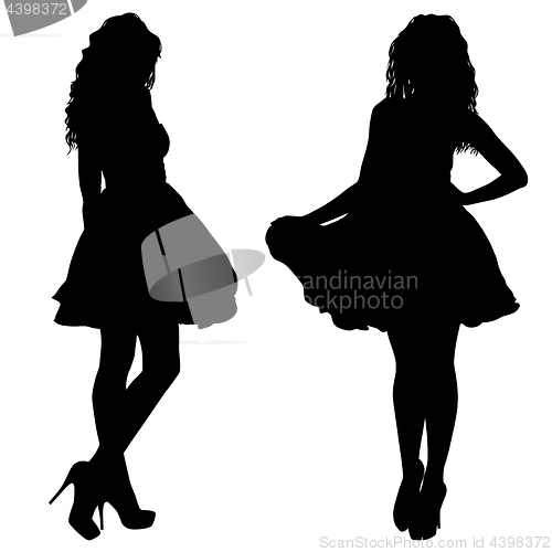 Image of Beautiful fashion girl silhouette on a white background