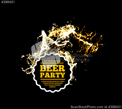 Image of Beer party. Splash of beer with bubbles. Vector illustration