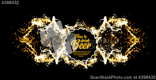 Image of Beer party. Splash of beer with bubbles. Vector illustration