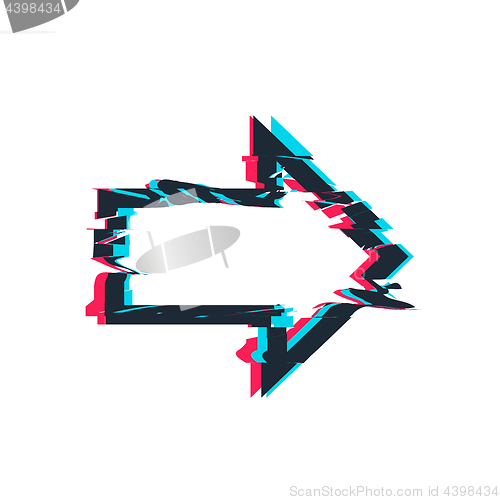 Image of Glitch distortion frame. Vector arrow illustration