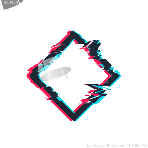 Image of Glitch distortion frame. Vector rhombus illustration