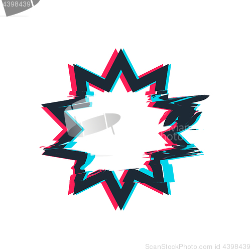 Image of Glitch distortion frame. Vector star illustration