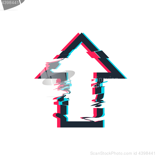 Image of Glitch distortion frame. Vector arrow illustration