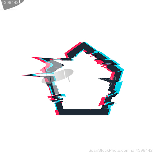 Image of Glitch distortion frame. Vector pentacon illustration