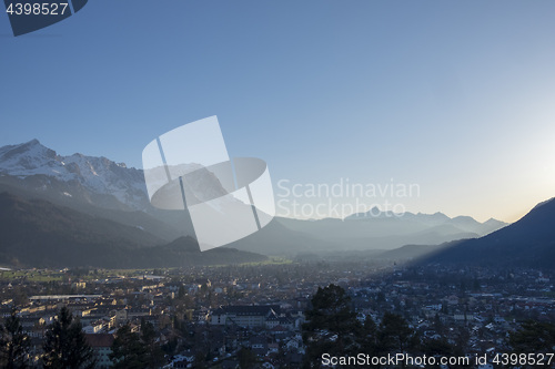 Image of View to Garmisch-Partenkirchen at evening