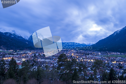 Image of View to Garmisch-Partenkirchen at evening