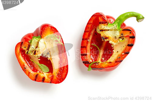 Image of grilled paprika on white background