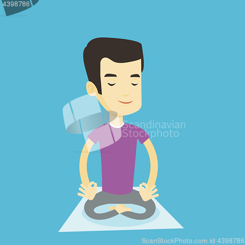 Image of Man meditating in lotus pose vector illustration.