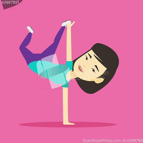 Image of Young woman breakdancing vector illustration.