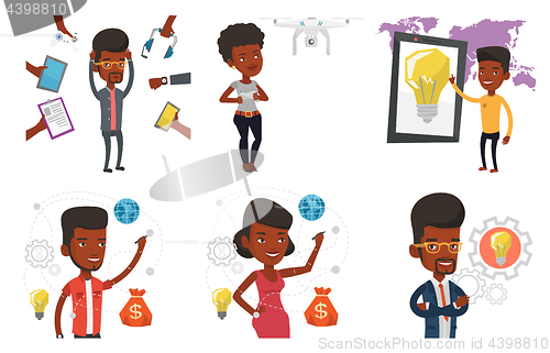 Image of Vector set of people using modern technologies.