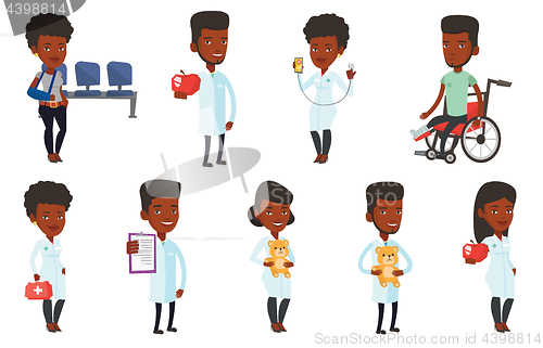 Image of Vector set of doctor characters and patients.