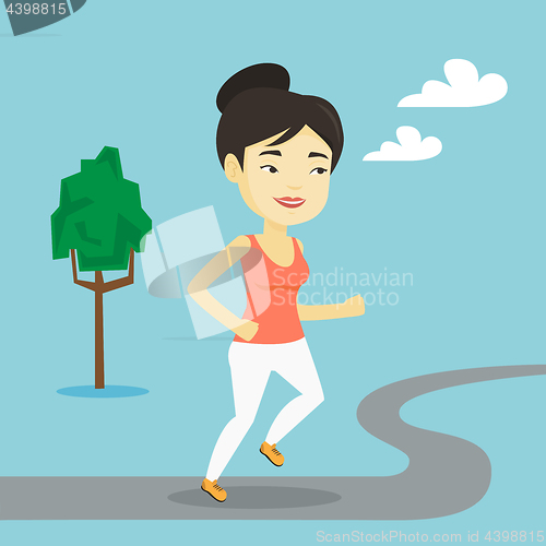 Image of Asian woman running vector illustration.