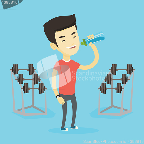 Image of Sportive man drinking water vector illustration.