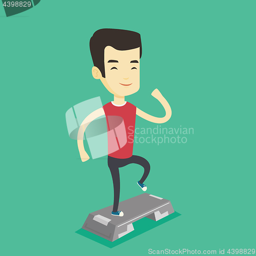 Image of Man exercising on stepper vector illustration.