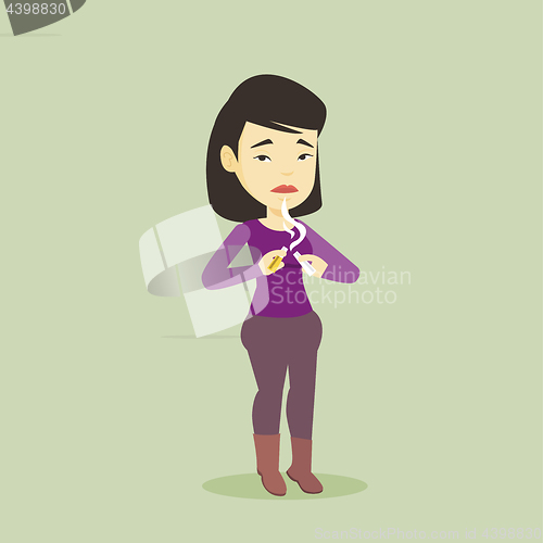 Image of Young woman quitting smoking vector illustration.