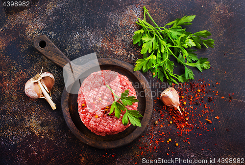 Image of raw cutlets for burger