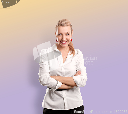 Image of Woman isolated on gradient background