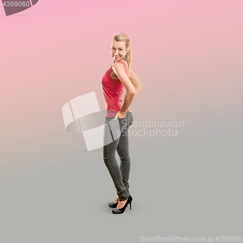 Image of Sporty woman in pink