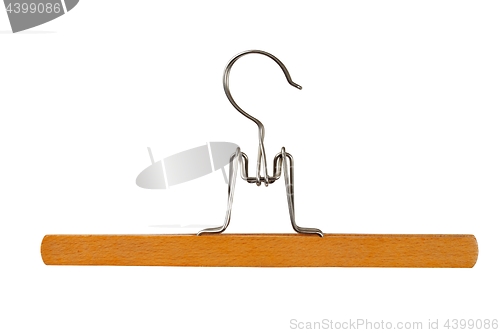 Image of Wooden clothes hanger on white