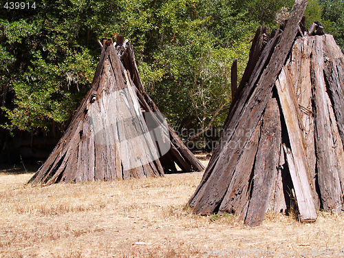 Image of miwok redwood bark huts exhibit point reyes national park