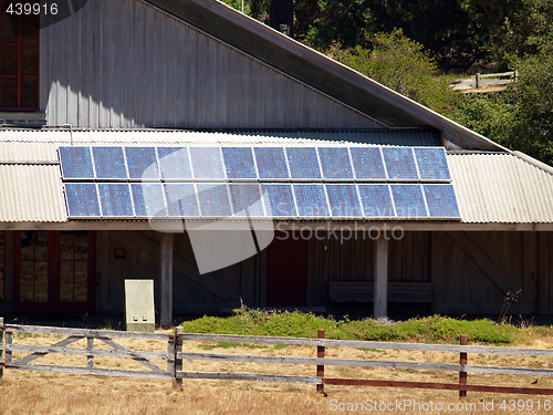 Image of Large bank of solar panels on public building