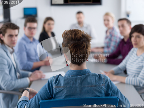 Image of Business Team At A Meeting at modern office building
