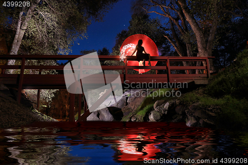 Image of Creative Light Painting With Color Tube Lighting With Landscapes