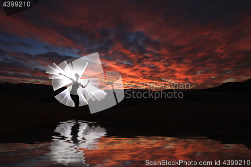 Image of Creative Light Painting With Color Tube Lighting With Landscapes