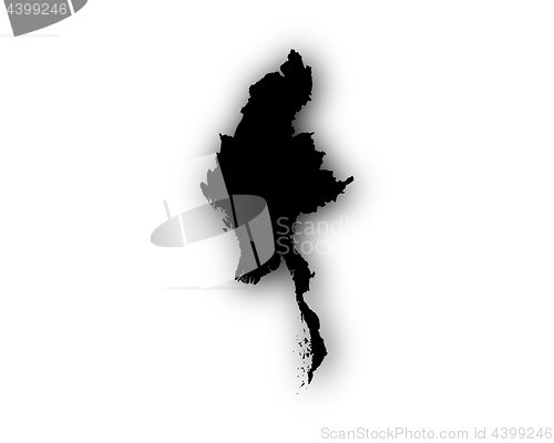 Image of Map of Myanmar with shadow