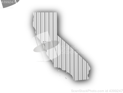 Image of Map of California on corrugated iron
