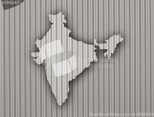 Image of Map of India on corrugated iron