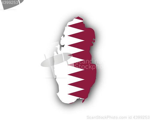 Image of Map and flag of Qatar