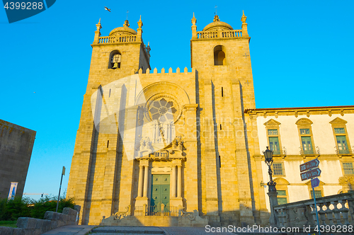 Image of Porto Cathedral at sunset. Portugal