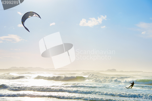 Image of Kite surfing in the ocean