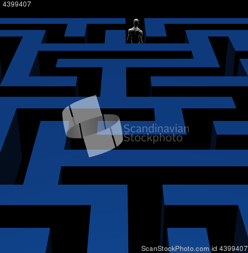 Image of man exiting maze 3d illustration