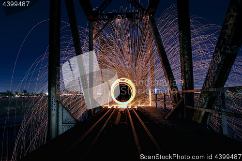 Image of Unique Creative Light Painting With Fire and Tube Lighting